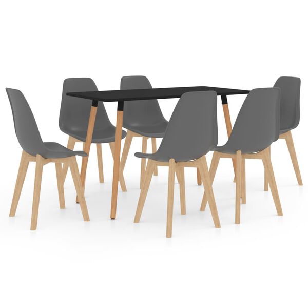 vidaXL Juego de comedor 7 piezas gris