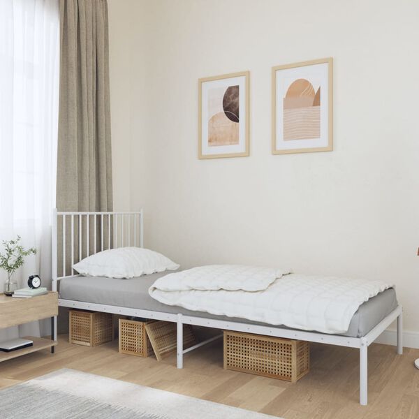 vidaXL Estructura cama sin colchón con cabecero metal blanco 90x200 cm