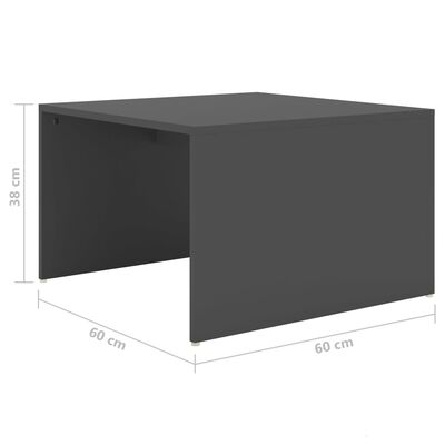 vidaXL Set mesa de centro apilable 3 pzs contrachapada gris 60x60x38cm