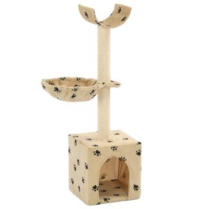 vidaXL Rascador para gatos poste de sisal 105 cm huellas beige