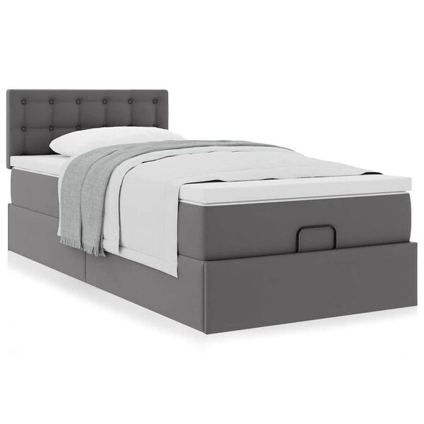 vidaXL Cama otomana colch&oacute;n cuero sint&eacute;tico gris 80x200cm