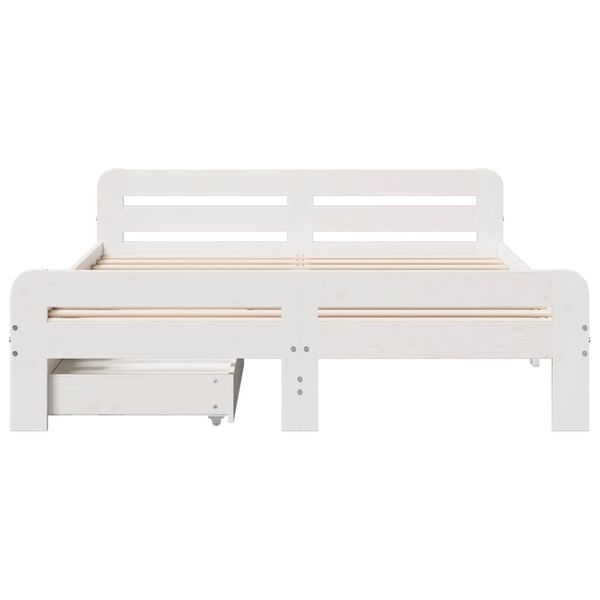 vidaXL Estructura de cama sin colch&oacute;n madera de pino blanca 140x190 cm