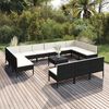 vidaXL Set de muebles de jard&iacute;n 14 pzas cojines rat&aacute;n sint&eacute;tico negro