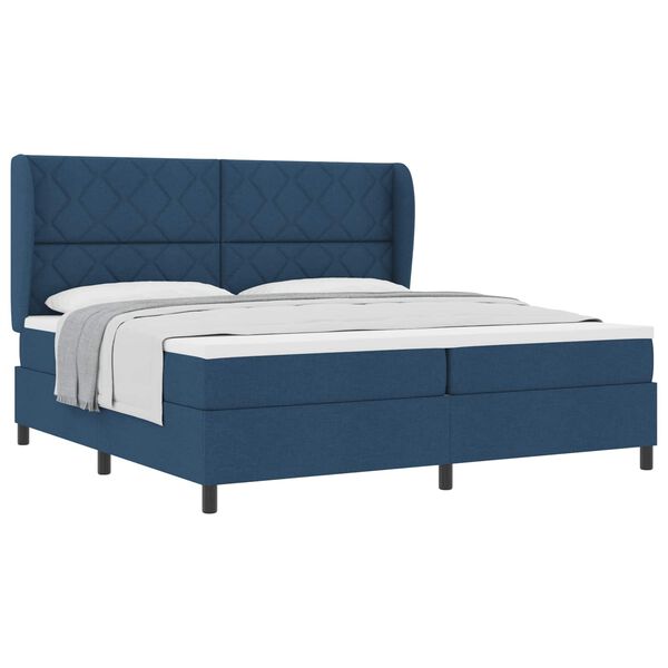 vidaXL Cama tipo Box Spring con colch&oacute;n Azul 200 x 200 cm tela