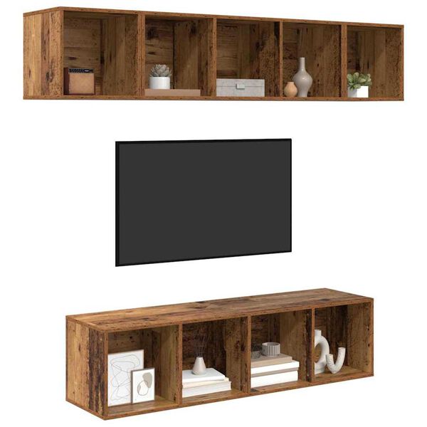 vidaXL Conjunto de mueble de TV Montaje en la pared 4 pcs Madera Vieja