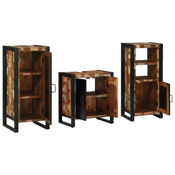 vidaXL Juego de muebles de baño 3 pcs Marrón Madera sólida recuperada