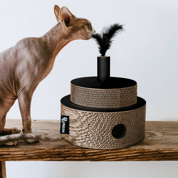 DISTRICT70 Juguete para gatos FIESTA cart&oacute;n negro y marr&oacute;n