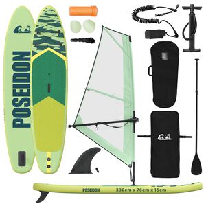 vidaXL Tabla SUP Inflable con Vela POSEIDON 330 x 76 x 15 cm Verde