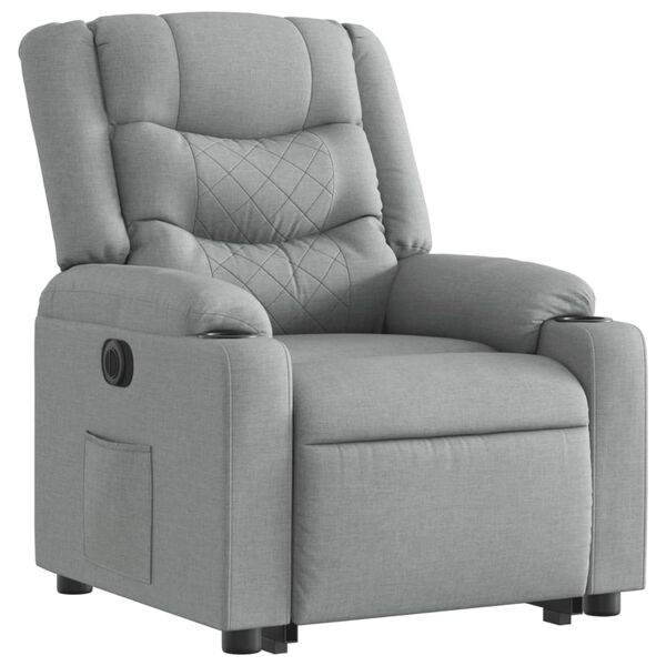 vidaXL Sill&oacute;n el&eacute;ctrico reclinable elevable de tela gris claro
