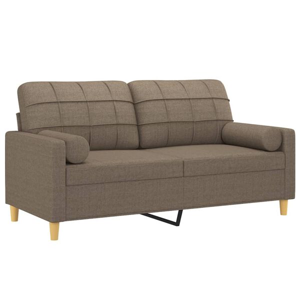 vidaXL Sof&aacute; de 2 plazas con almohadas y cojines tela gris taupe 140 cm