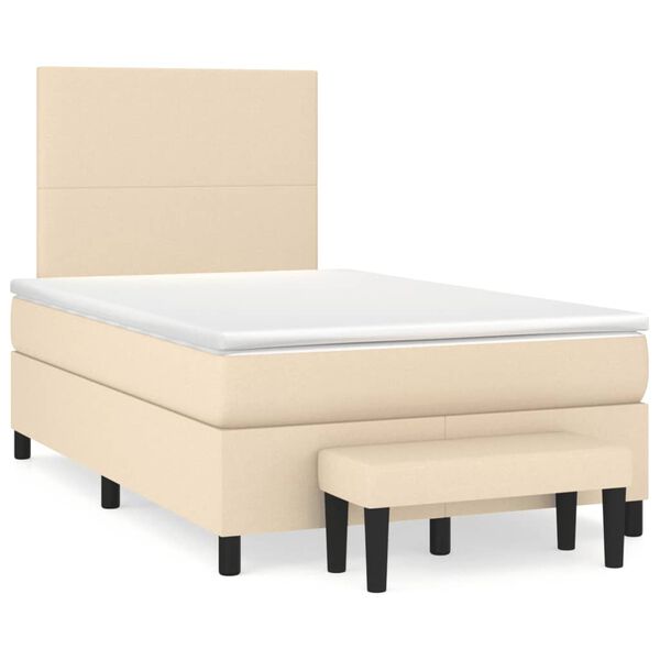 vidaXL Cama box spring con colch&oacute;n tela color crema 120x190 cm