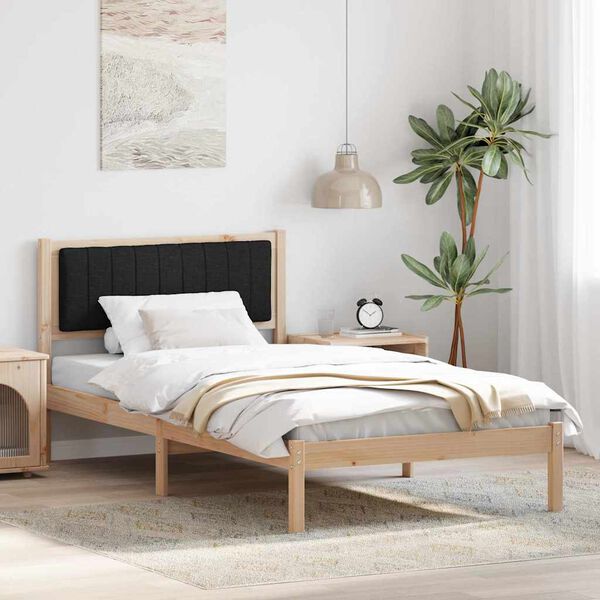 vidaXL Estructura de Cama con Cabecera Tapizada Negro 100 x 200 cm