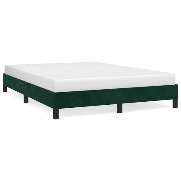 vidaXL Estructura cama sin colch&oacute;n terciopelo verde oscuro 140x190 cm