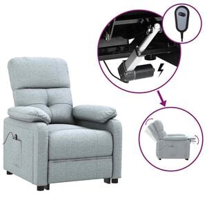 vidaXL Sill&oacute;n reclinable el&eacute;ctrico tela gris claro