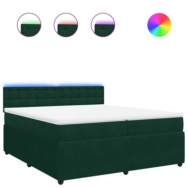 vidaXL Cama box spring con colch&oacute;n terciopelo verde oscuro 200x200 cm