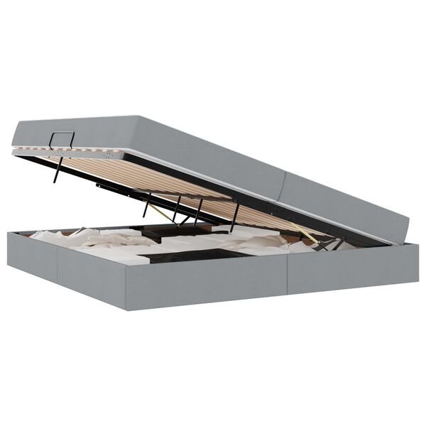 vidaXL Cama con almacenamiento y colch&oacute;n Gris Claro 200 x 200 cm