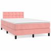 vidaXL Cama box spring con colch&oacute;n y LED terciopelo rosa 120x190 cm
