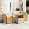 vidaXL Set sof&aacute;s jard&iacute;n y cojines 7 pzas rat&aacute;n sint&eacute;tico acacia beige