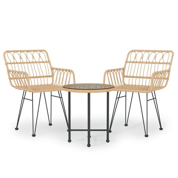 vidaXL Juego de comedor de jardín 3 piezas ratán sintético