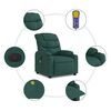 vidaXL Sill&oacute;n de masaje reclinable de tela verde oscuro