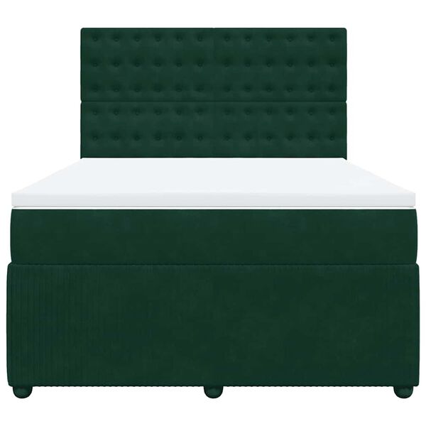vidaXL Cama box spring con colch&oacute;n terciopelo verde oscuro 140x200 cm