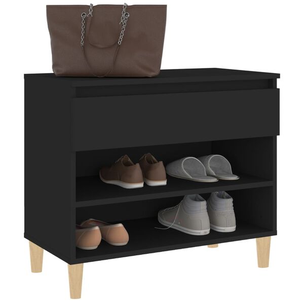 vidaXL Mueble zapatero madera contrachapada negro 70x36x60 cm
