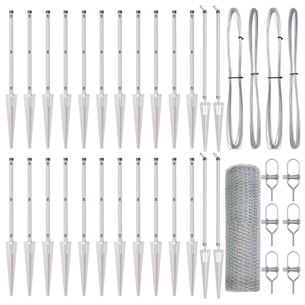 vidaXL Poste de Valla Plateado 50 x 0,5 m (malla de 13 mm) Acero