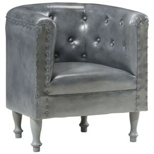 vidaXL Sill&oacute;n de cuero aut&eacute;ntico gris