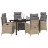 vidaXL Conjunto de Comedor de Jard&iacute;n 5 pcs Beige rat&aacute;n sint&eacute;tico