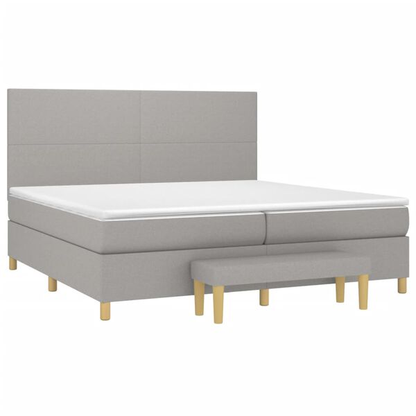 vidaXL Cama box spring con colch&oacute;n tela gris claro 200x200 cm