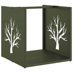 vidaXL Le&ntilde;ero verde oliva 40x40x40 cm Acero laminado en fr&iacute;o