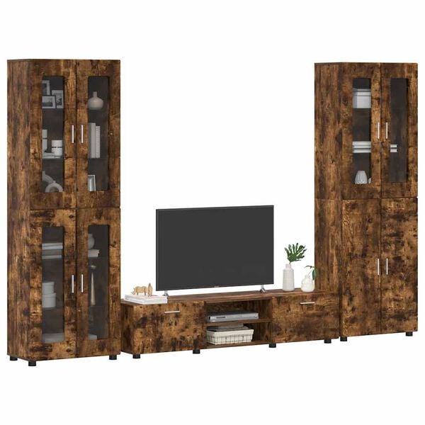 vidaXL Conjunto de mueble de TV con caj&oacute;n FLORIN Roble ahumado