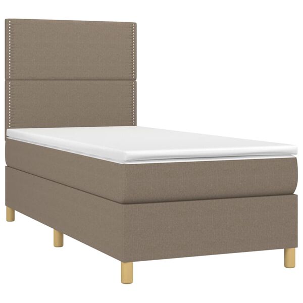 vidaXL Cama box spring con colch&oacute;n tela gris taupe 90x200 cm