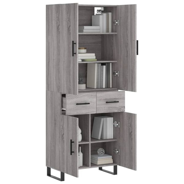 vidaXL Aparador alto madera contrachapada gris sonoma 69,5x34x180 cm