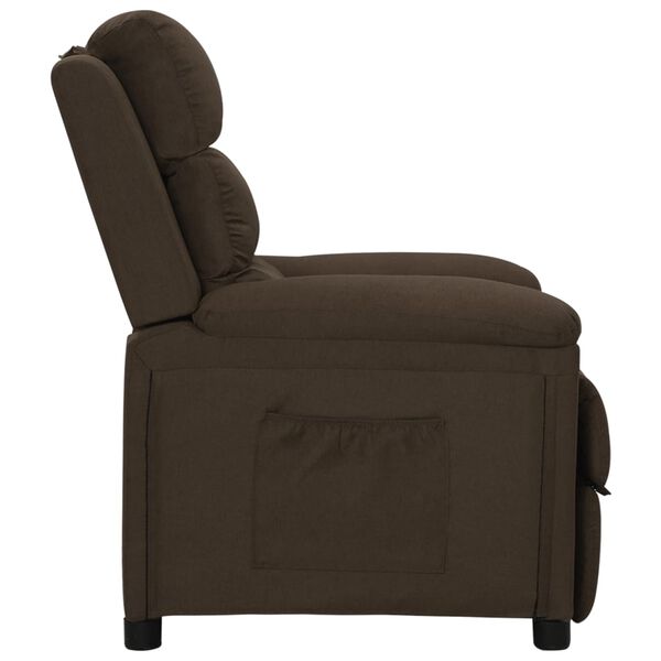 vidaXL Sillón reclinable de tela marrón oscuro