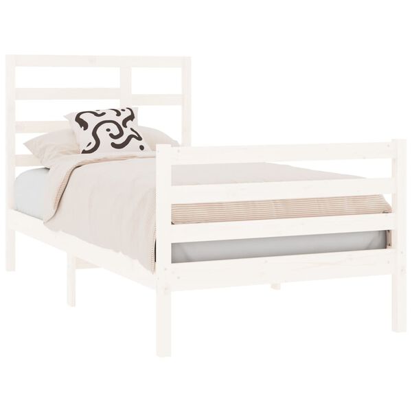 vidaXL Estructura de cama sin colchón madera maciza blanco 75x190 cm