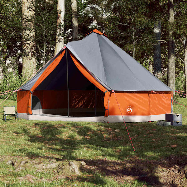 vidaXL Tienda familiar tipi 12 personas impermeable gris naranja