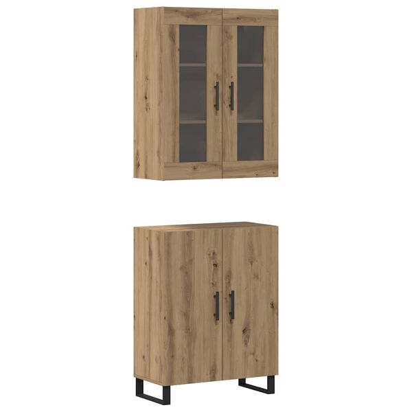 vidaXL Aparador alto 2 pcs Roble artisan Madera de ingenier&iacute;a