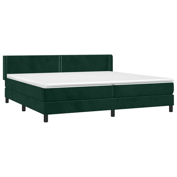 vidaXL Cama box spring con colch&oacute;n terciopelo verde oscuro 200x200 cm