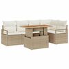 vidaXL Conjunto de sof&aacute; de jard&iacute;n 6 uds. Beige Polirat&aacute;n