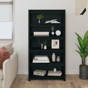 vidaXL Estanter&iacute;a madera maciza de pino negra 80x35x154 cm