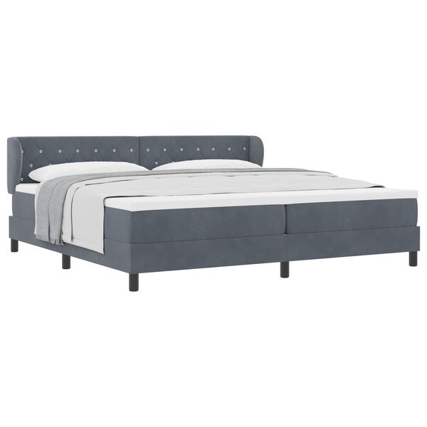 vidaXL Cama tipo Box Spring Gris oscuro 200 x 200 cm Terciopelo