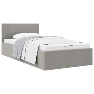 vidaXL Cama hidr&aacute;ulica almacenaje sin colch&oacute;n gris claro 100x200 cm
