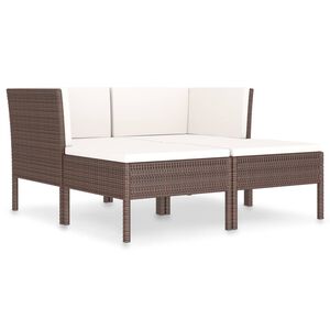 vidaXL Set muebles de jard&iacute;n 4 piezas y cojines rat&aacute;n sint&eacute;tico marr&oacute;n