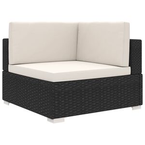 vidaXL Asiento seccional de esquina con cojines 1 uds rat&aacute;n PE negro