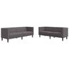 vidaXL Juego de sof&aacute;s Chesterfield 2 piezas cuero sint&eacute;tico gris