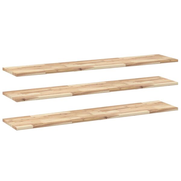 vidaXL Estantes flotantes 3 uds madera acacia sin tratar 120x30x2 cm