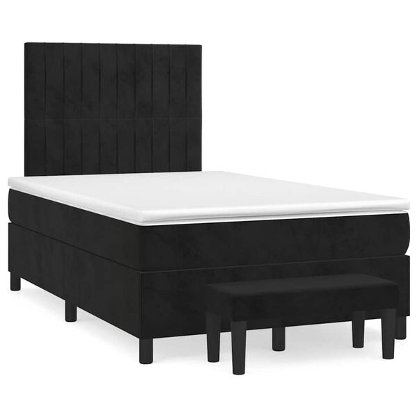 vidaXL Cama box spring con colch&oacute;n terciopelo negro 120x190 cm