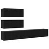vidaXL Conjunto de mueble de TV 4 pcs Roble Negro Madera de Ingenier&iacute;a