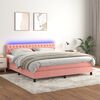 vidaXL Cama box spring colch&oacute;n y LED terciopelo rosa 160x200 cm